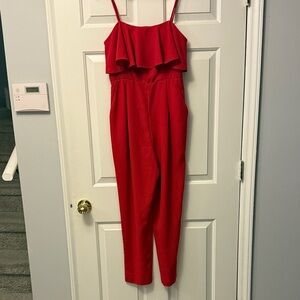 Forever 21 Vibrant Red Ruffled Jumpsuit